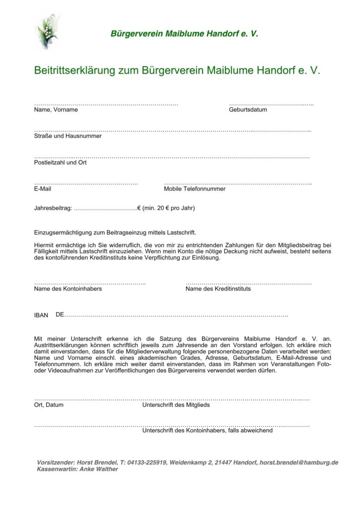 Beitrittserklärung einzeln
